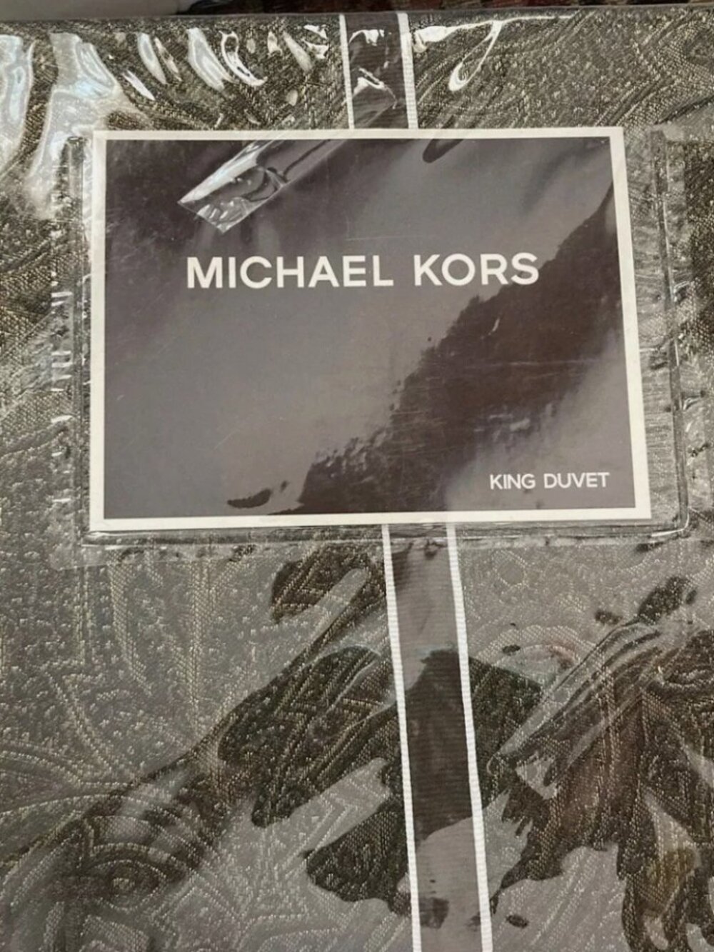 Michael Kors Devonshire Loden King Duvet Cover New Brown Gold Paisley $545